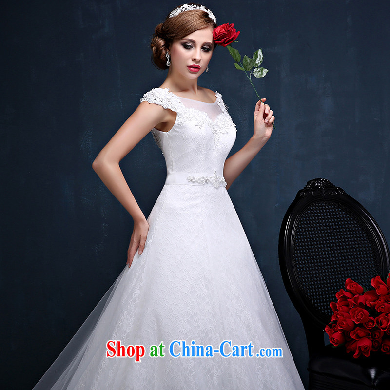 wedding dresses 2015 summer new Korean shoulders flowers larger graphics thin marriages tail wedding dresses white XXL (waist 2.4), Mrs Alexa Lam, and, shopping on the Internet
