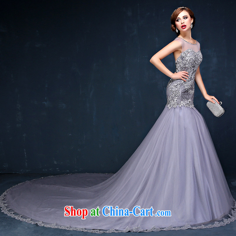 New spring and summer new Korean lace shoulders the code graphics thin marriages beauty long-tail wedding dresses gray XXL (waist 2.4), Mrs Alexa Lam, and, on-line shopping