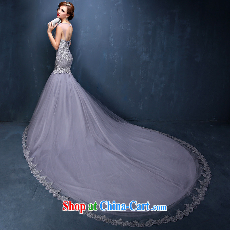 New spring and summer new Korean lace shoulders the code graphics thin marriages beauty long-tail wedding dresses gray XXL (waist 2.4), Mrs Alexa Lam, and, on-line shopping