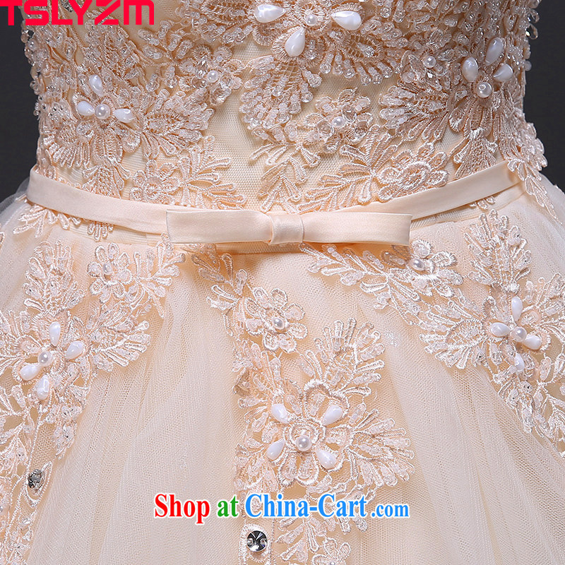 Tslyzm 2015 summer double-shoulder wedding dresses with straps new marriages V collar lace bow tie graphics thin wood drill white XXL, Tslyzm, shopping on the Internet