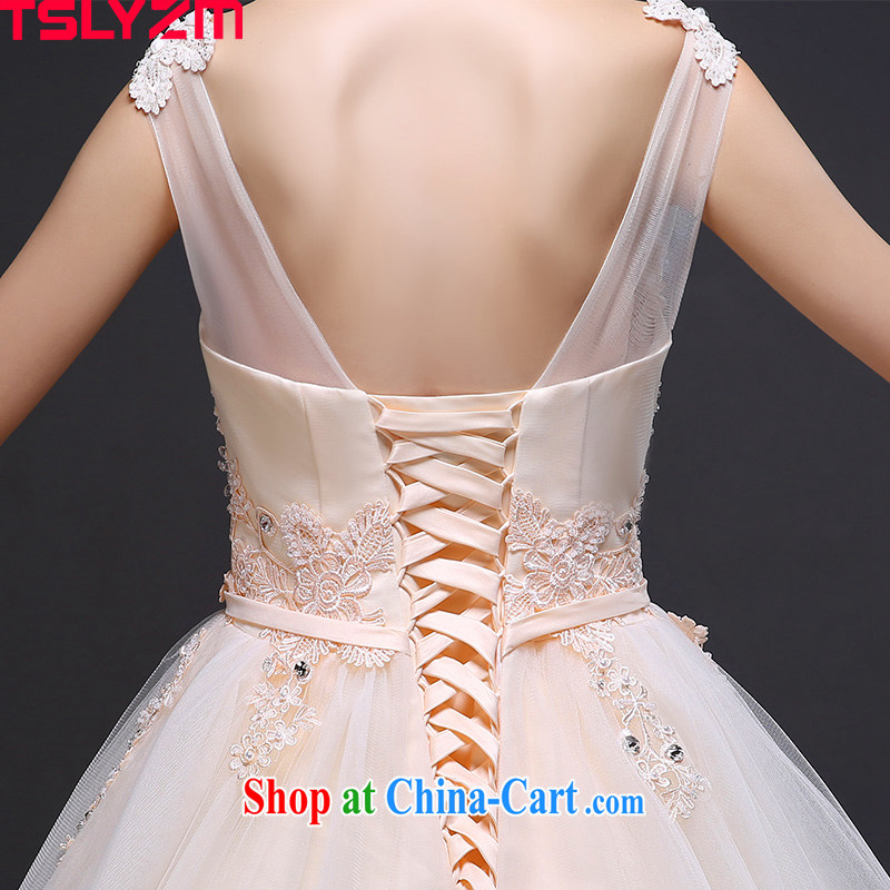 Tslyzm 2015 summer double-shoulder wedding dresses with straps new marriages V collar lace bow tie graphics thin wood drill white XXL, Tslyzm, shopping on the Internet