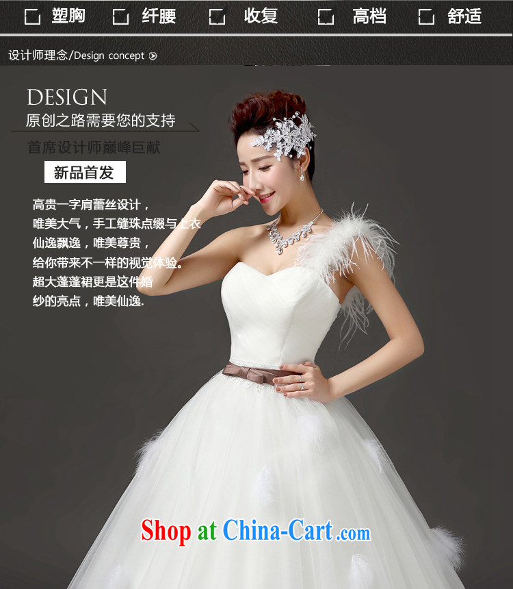 quaker, 2015 bridal wedding dresses Korean word marriage shoulder shaggy dress wedding single shoulder feather graphics thin with wedding white. Do not support return pictures, price, brand platters! Elections are good character, the national distribution, so why buy now enjoy more preferential! Health