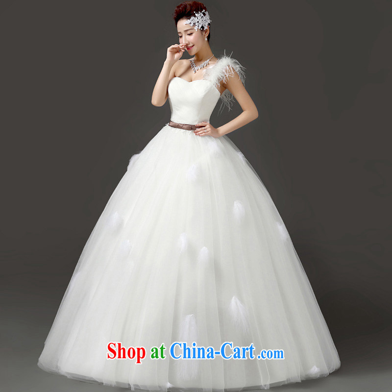 (Quakers) estimated 2015 bridal wedding dresses Korean version field shoulder marriage shaggy dress wedding the shoulder feather graphics thin with wedding white. Does Not Support returns, and friends (LANYI), shopping on the Internet