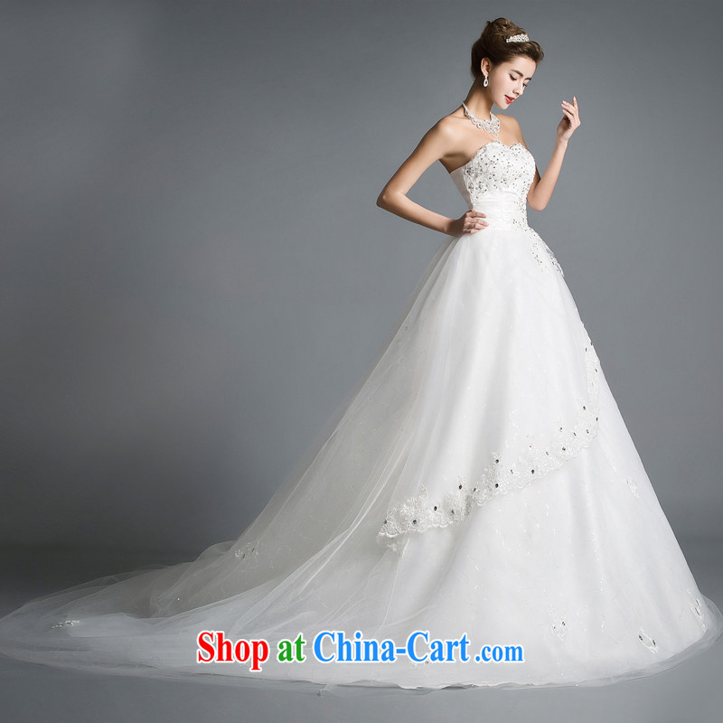 The Vanessa summer 2015 new wedding dresses bare chest parquet drilling tied with a large, long-tail wedding white elegant beauty bridal dresses female white XXL