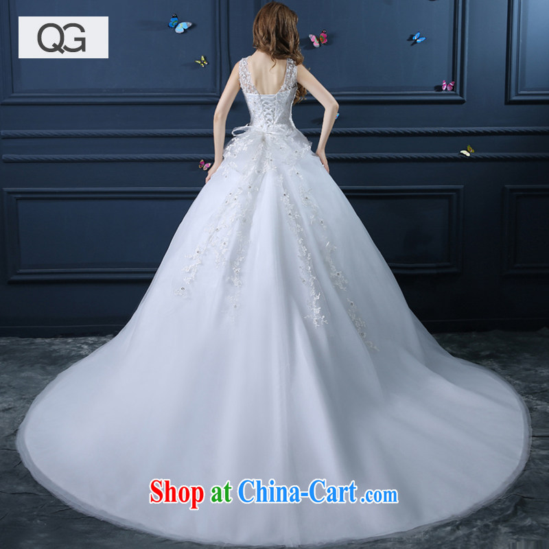 wedding dresses 2015 summer double-shoulder long-tail graphics thin wedding Korean V for a shoulder-tail, XXL, dumping the woman, shopping on the Internet