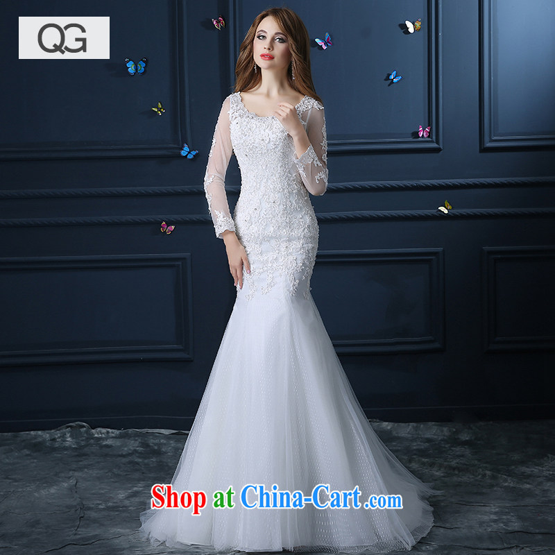 wedding dresses 2015 new summer at Merlion-tail wedding long-sleeved video thin beauty field shoulder white XXL