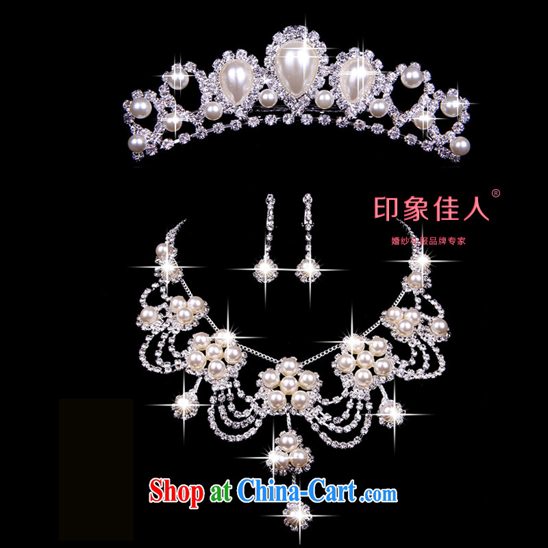 Leigh impression wedding accessories Korean bridal jewelry 3 piece set with Crown jewelry wedding jewelry wedding accessories silver, impressive lady, and shopping on the Internet