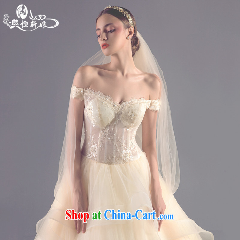 Code Hang Seng bridal new 2015 Korean version of the greater tail fluoroscopy wiped his chest wedding tied with a shoulder the code wedding female high-end custom, dedicated wedding dress champagne color XL that Bethlehem bride, shopping on the Internet