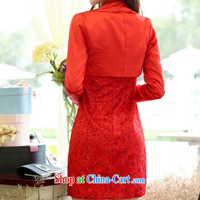 OVBE Korean version 2015 spring loaded new beauty video thin dress skirt Set Style fashion the waist Evening Dress wedding two-piece female Red XL, OVBE, shopping on the Internet