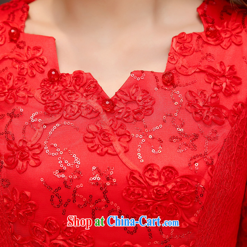 OVBE Korean version 2015 spring loaded new beauty video thin elegant evening dress wedding style ripple for long-sleeved lace dresses female Red XL, OVBE, shopping on the Internet