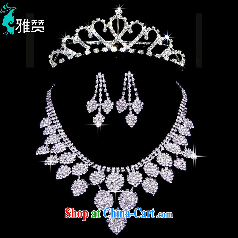 And Jacob his 2015 bridal head-dress 3 piece water drilling wedding ceremony dress and adornment water droplets leaves Crown necklace earrings silver, and Zambia (YAZAN), online shopping