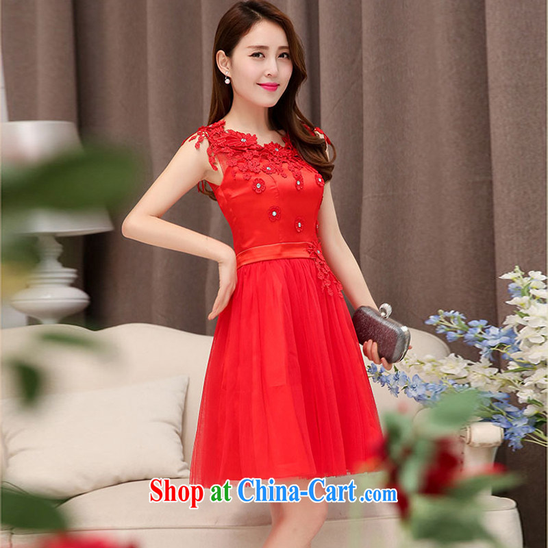 To Spring and Autumn 2015 new Korean Beauty graphics thin lace sleeveless dresses wedding dresses red XXL to Jordan (Xiangzuo), online shopping