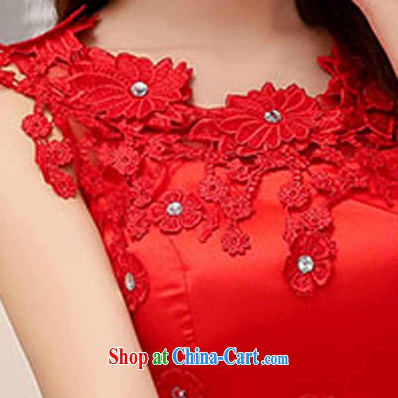 To Spring and Autumn 2015 new Korean Beauty graphics thin lace sleeveless dresses wedding dresses red XXL to Jordan (Xiangzuo), online shopping
