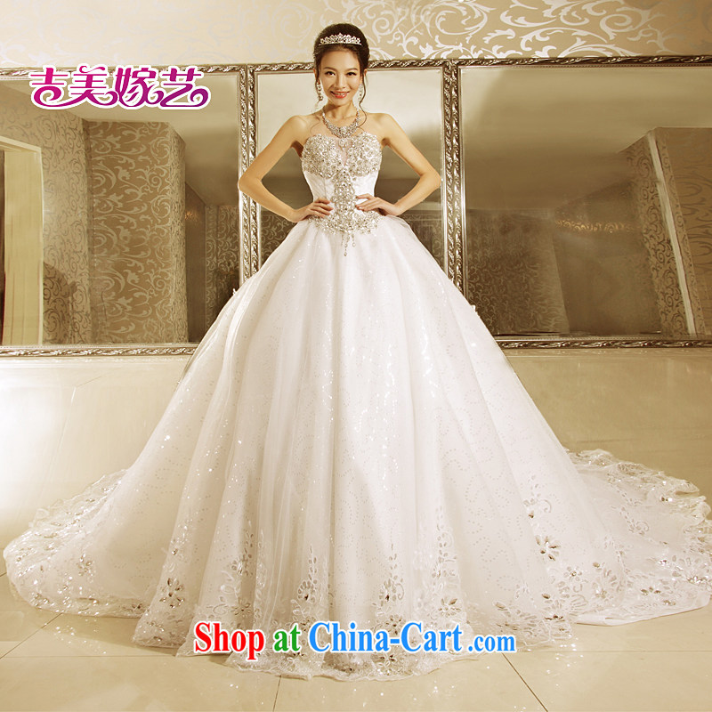 Jimmy married arts 2015 new Korean version Princess shaggy dress tail 7156 bridal water drilling wedding dresses upper crystal diamond, with resin drill 1.5 M-tail XS, Jimmy married arts, shopping on the Internet