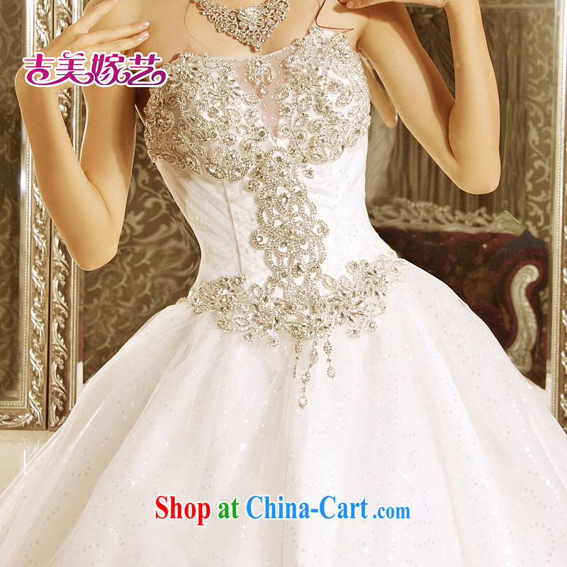 Jimmy married arts 2015 new Korean version Princess shaggy dress tail 7156 bridal water drilling wedding dresses upper crystal diamond, with resin drill 1.5 M-tail XS, Jimmy married arts, shopping on the Internet