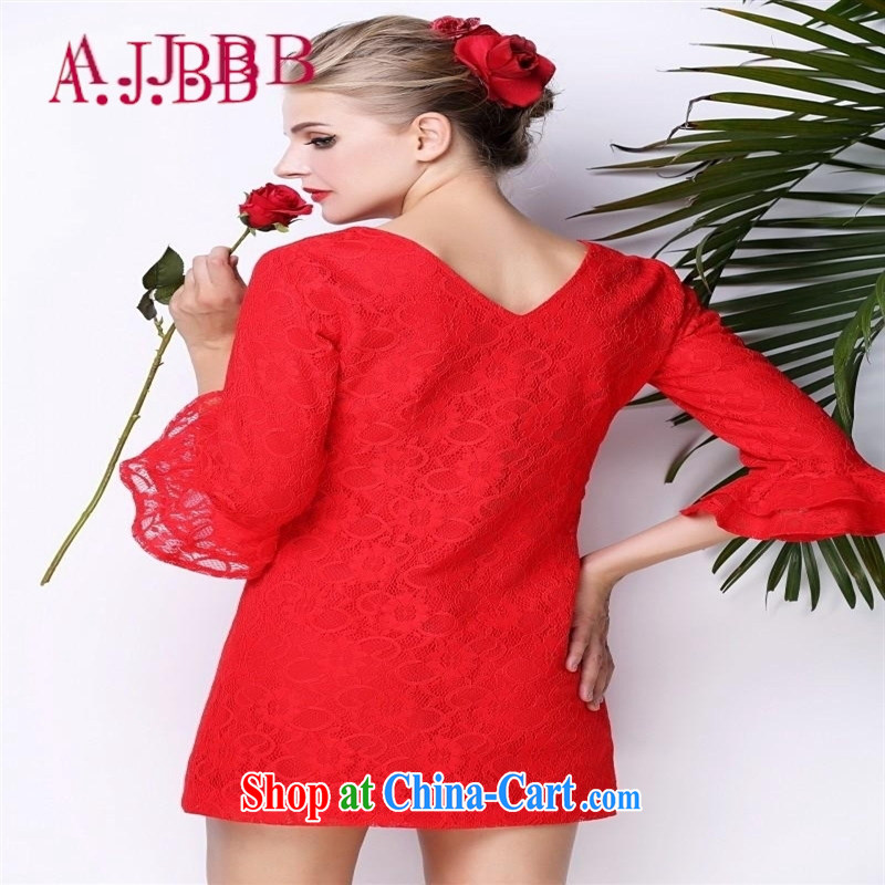With vPro heartrendingly dress horn cuff V collar red marriage toast clothing style fashion both positive and negative through 3093 red XL, A . J . BB, shopping on the Internet