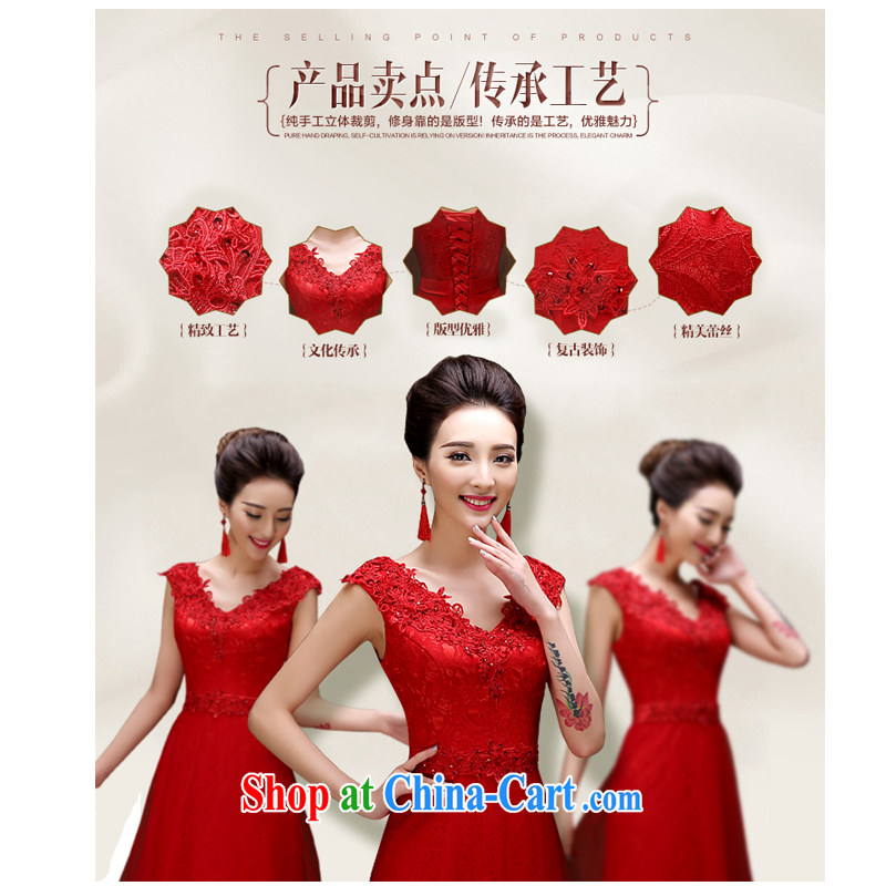 2015 new toast Service Bridal Fashion red Korean long marriage beauty wedding dresses women dress red XXL, her spirit (Yanling), online shopping