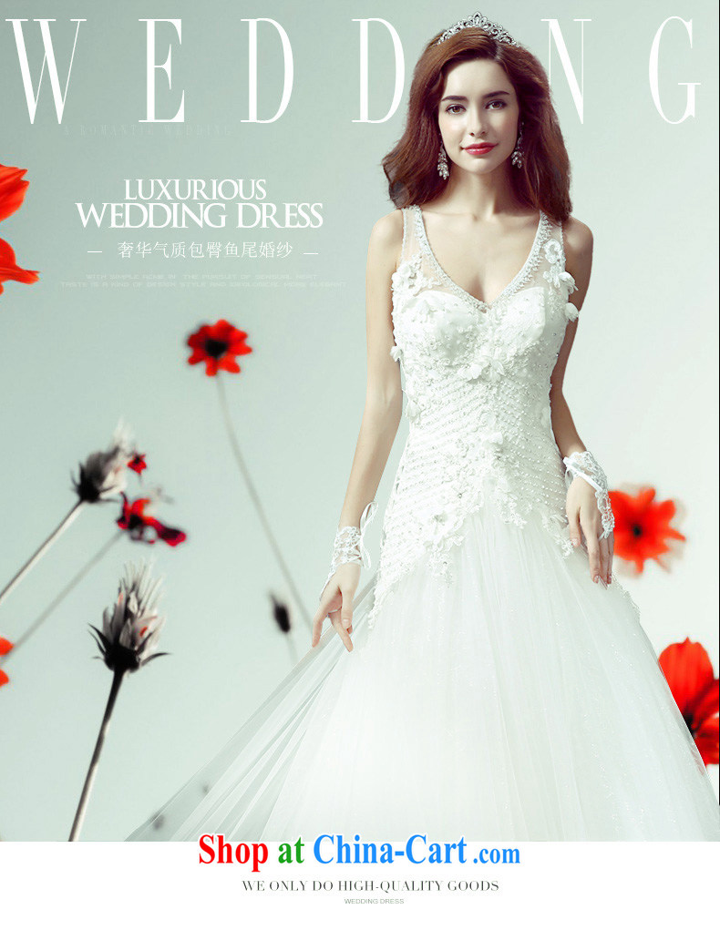 Code hang bridal 2015 summer Korean-style wedding dresses double-shoulder side straps large tail wedding lace larger graphics Thin women sense V fluoroscopy side strap white XXXL pictures, price, brand platters! Elections are good character, the national distribution, so why buy now enjoy more preferential! Health
