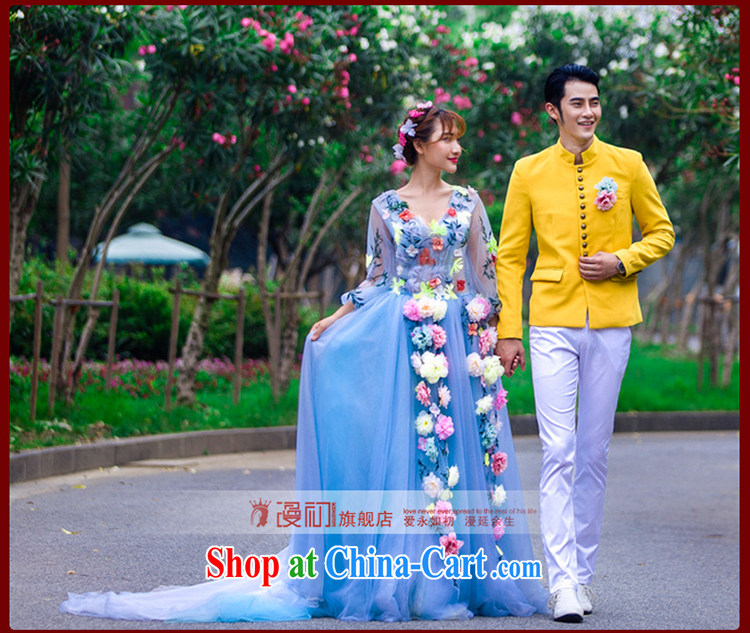 Diffuse early summer 2015 new flower fairies wedding field shoulder long-tail wedding light blue L pictures, price, brand platters! Elections are good character, the national distribution, so why buy now enjoy more preferential! Health