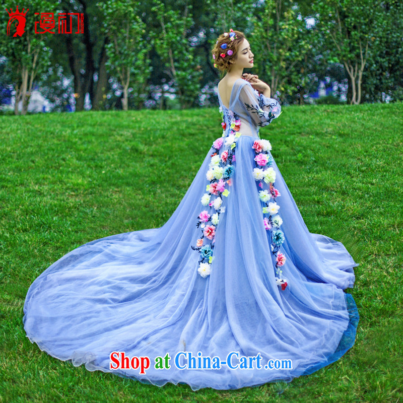 Diffuse early summer 2015 new flower fairies wedding a Field shoulder long-tail wedding light blue L, diffuse, and shopping on the Internet
