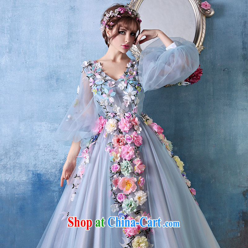 sin Sin better edge summer 2015 stylish new shadow floor double-shoulder flower fairies large code-tail dress bridal wedding banquet fan Bingbing stars, with evening dress blue tailored Sin sin better edge, shopping on the Internet