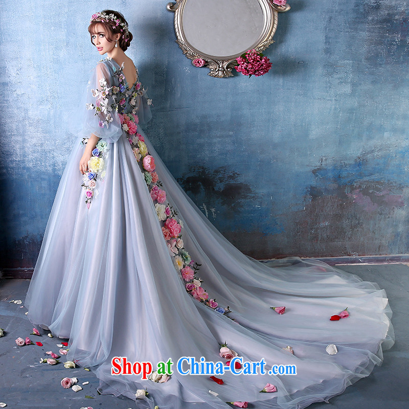 sin Sin better edge summer 2015 stylish new shadow floor double-shoulder flower fairies large code-tail dress bridal wedding banquet fan Bingbing stars, with evening dress blue tailored Sin sin better edge, shopping on the Internet