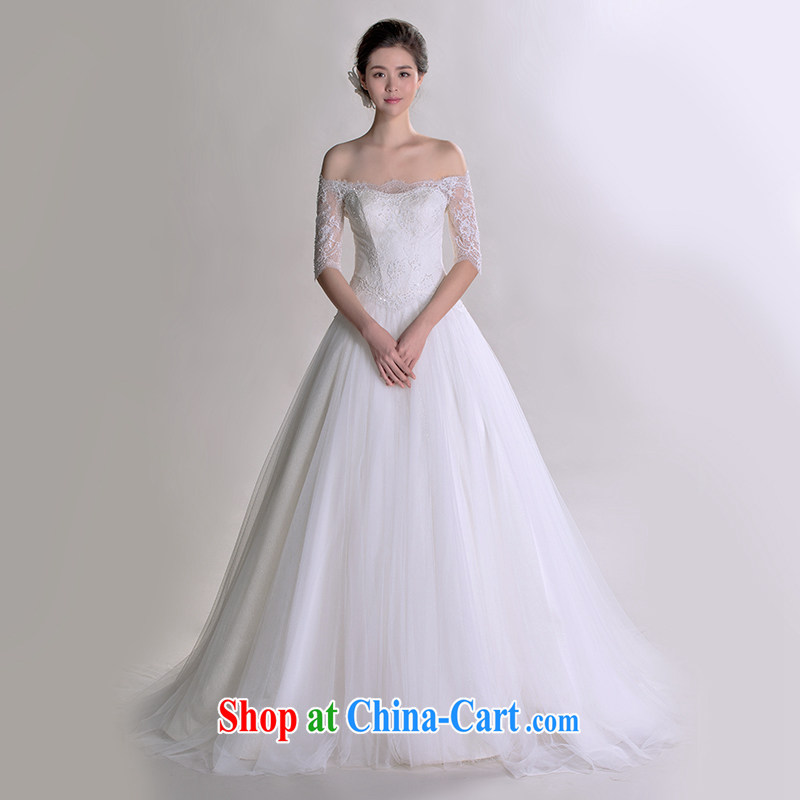 A yarn 2015 new autumn Korean-style field shoulder lace cuff in luxurious long-tail advanced custom wedding 401501322 white XXL code 30 days pre-sale