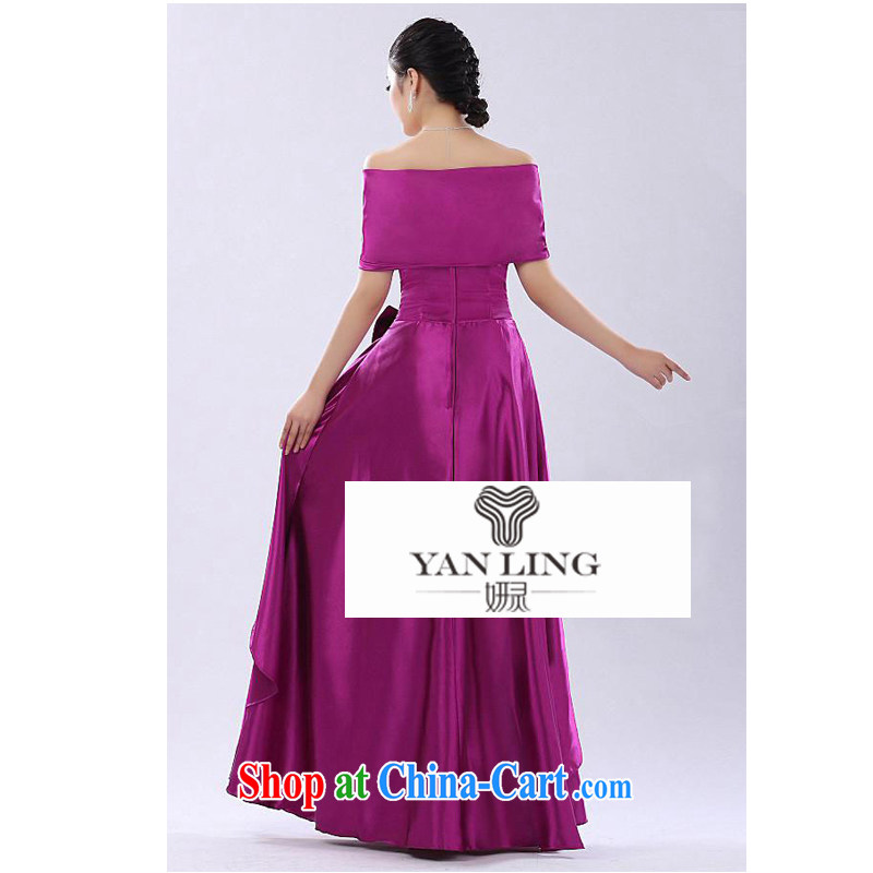 2015 autumn long bag shoulder dress bridal gown Performance Service Bridal Evening Dress chorus girl yellow XL, her spirit (Yanling), shopping on the Internet