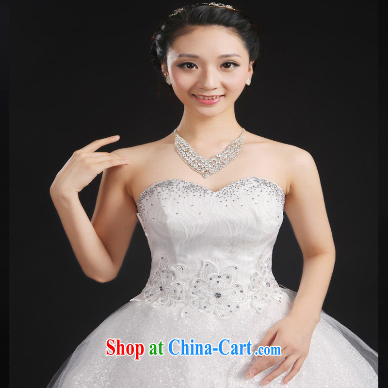 Autumn 2015 new high quality white with bridal wedding dresses Korean fashion tie-chest bare iron drill wedding white L, her spirit (Yanling), online shopping