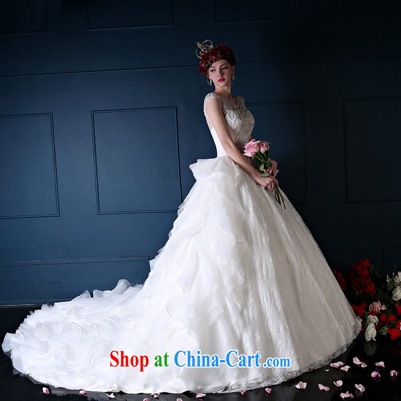 Bridal wedding dresses 2015 spring and summer new stylish Korean shoulders the code graphics thin wedding band-tail wedding white L