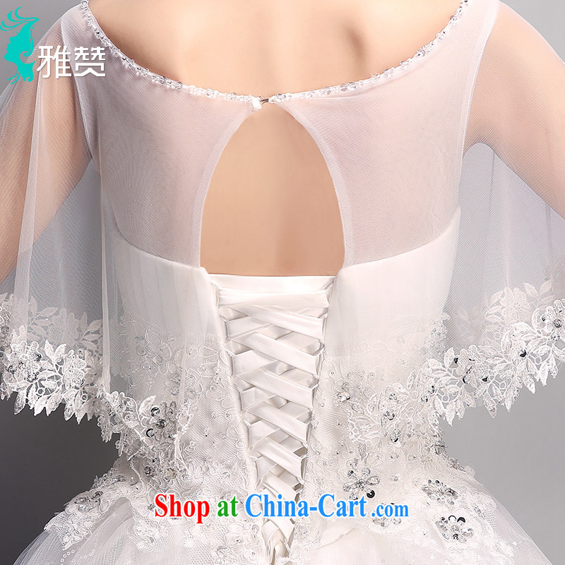And Jacob his bride's wedding 2015 new summer fluoroscopy with a shoulder collar shawl water drilling lace graphics thin Korean version with shaggy skirts white XXL, Zambia (YAZAN), online shopping