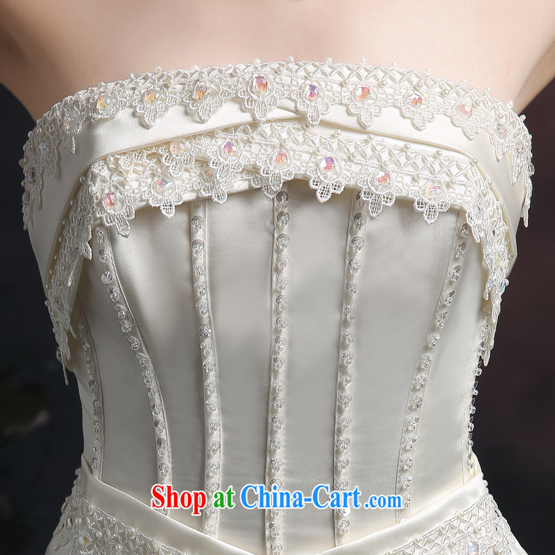 Qi wei summer 2015 new wedding dresses bride toast wedding wedding dress ivory white wiped his chest long wood drill with larger damask wedding female white XXL, Qi wei (QI WAVE), online shopping