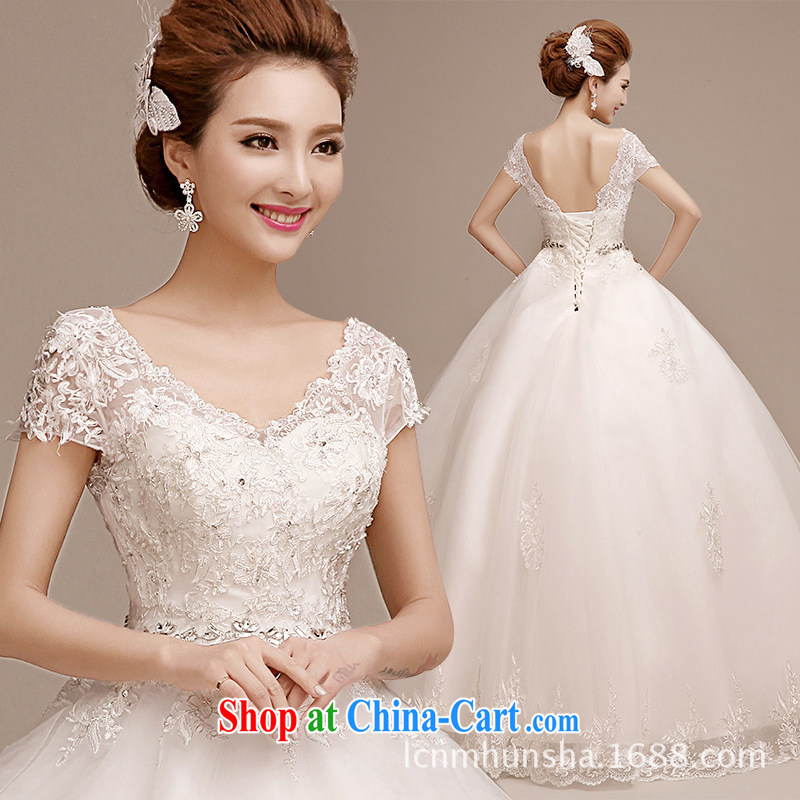 wedding dresses fall 2015 new Korean-style minimalist bride larger graphics thin with double-shoulder wedding a summer shoulder drill white XXL, her spirit (Yanling), online shopping