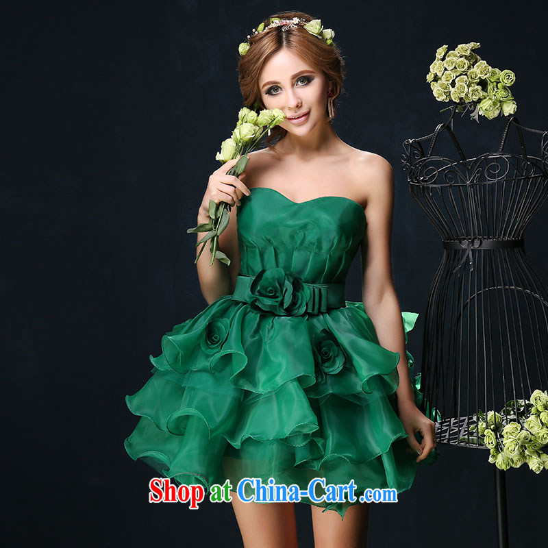 Summer 2015 new erase chest short Princess Korean banquet dress bridal toast serving small stage performances serving green tailored