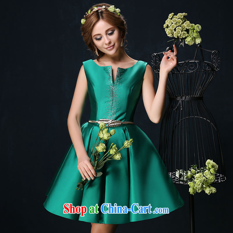 Bridal toast service 2015 spring and summer new dual-shoulder larger graphics thin banquet marriage short evening dress dresses green tailored