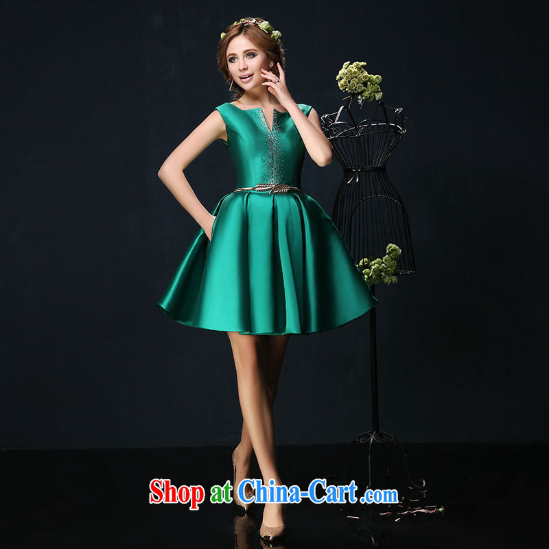 Bridal toast service 2015 spring and summer new dual-shoulder larger graphics thin banquet marriage short evening dress dresses green tailored Sin Sin better edge, shopping on the Internet