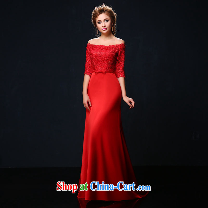 2015 spring and summer New Field in shoulder cuff red long banquet dress graphics thin marriages served toast red tailored, Sin Sin better edge, shopping on the Internet