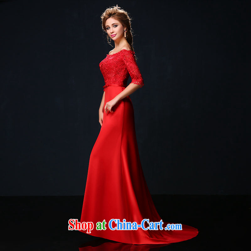 2015 spring and summer New Field in shoulder cuff red long banquet dress graphics thin marriages served toast red tailored, Sin Sin better edge, shopping on the Internet