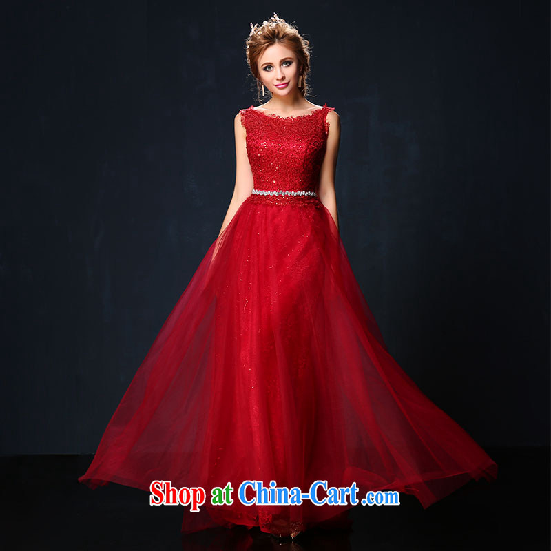 bridal dresses summer 2015 new dual-shoulder-length, red wedding toast serving larger beauty banquet dress wine red tailored