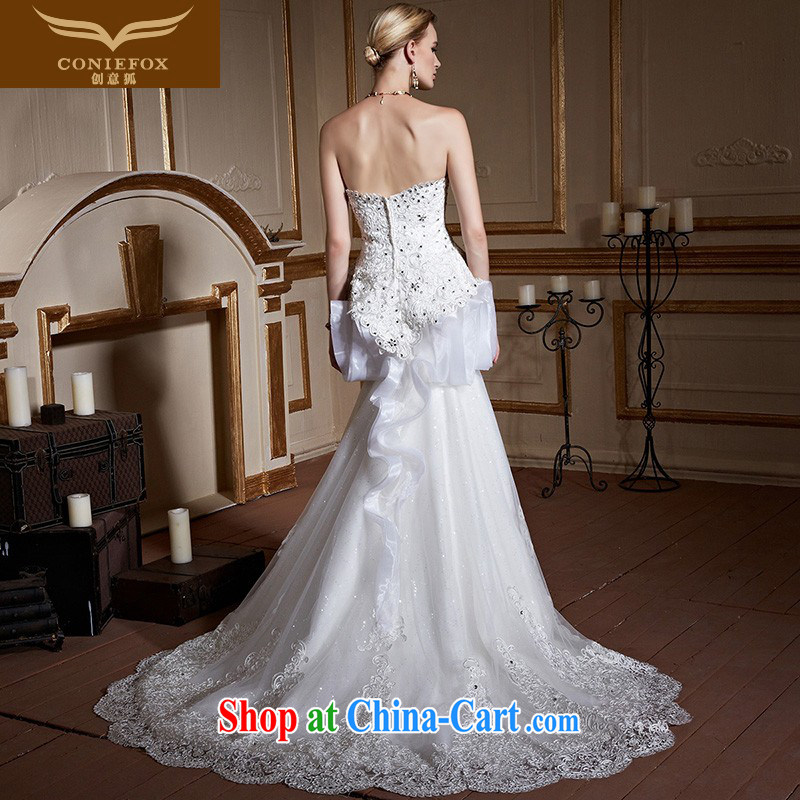 Creative Fox wiped his chest lace wedding dresses and elegant long bridal tail wedding upscale wedding wedding photo building Art wedding advanced custom wedding 99,032 white tailored creative Fox (coniefox), online shopping