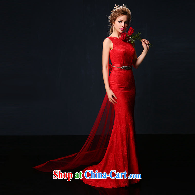 Bridal crowsfoot toast service 2015 summer new Korean double-shoulder red long lace beauty banquet dress red tailored Sin Sin better edge, shopping on the Internet