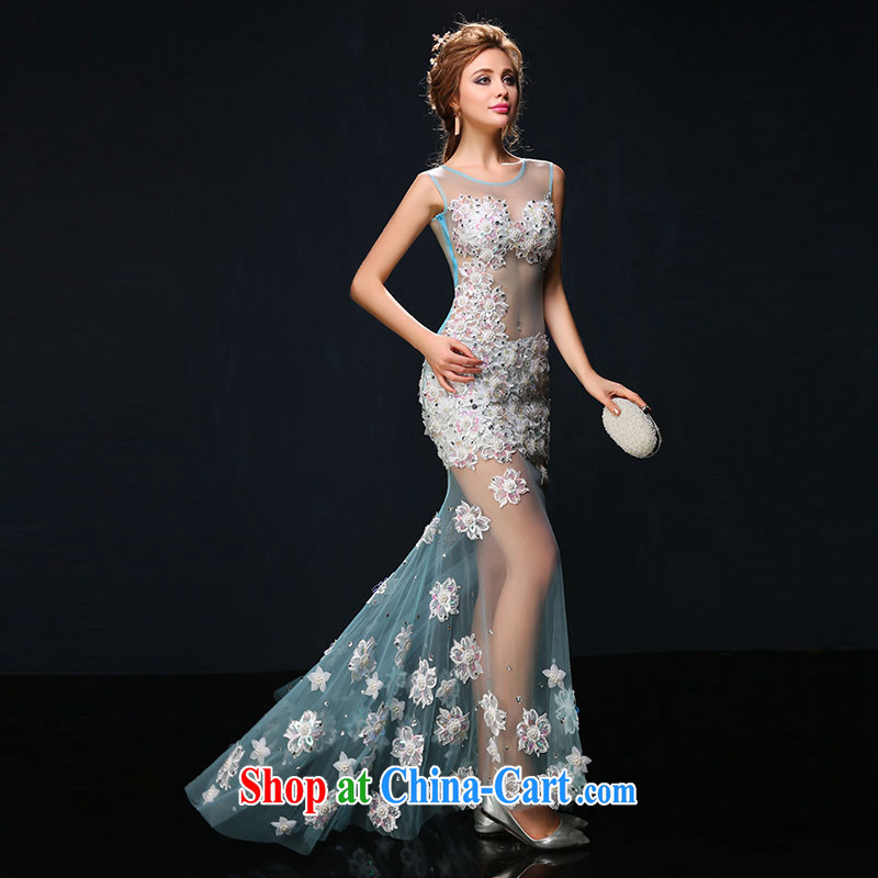 2015 spring and summer new stylish shoulders fluoro-long car models dress banquet video thin crowsfoot evening dress white tailored Sin Sin better edge, shopping on the Internet