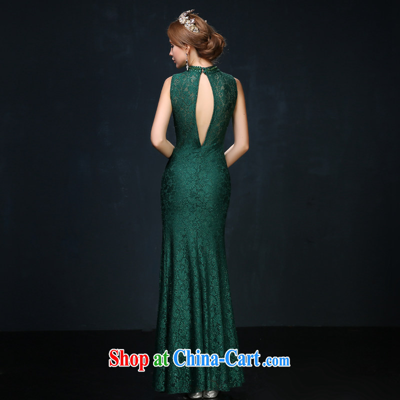 2015 spring and summer new dual-shoulder-length, banquet dress beauty crowsfoot graphics thin toast Service Bridal wedding Evening Dress green M, Sin Sin better edge, shopping on the Internet