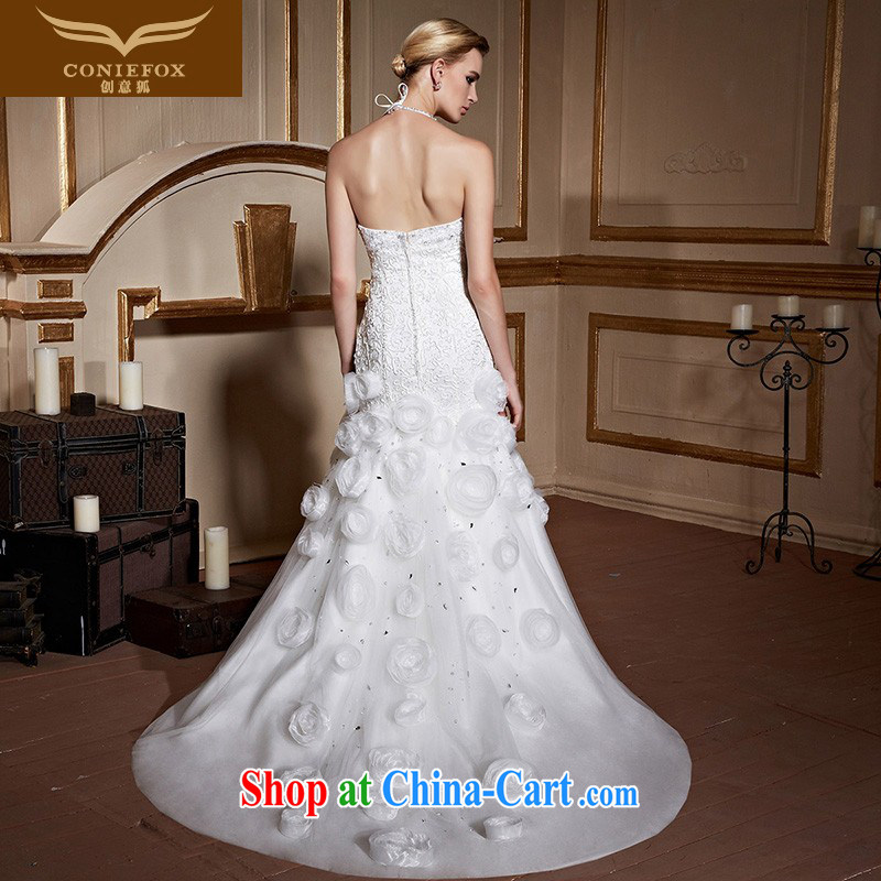 Creative Fox white strap with long, wedding dresses and stylish tail marriages wedding sweet flowers graphics thin wedding high-end custom 99,033 white tailored to creative Fox (coniefox), online shopping