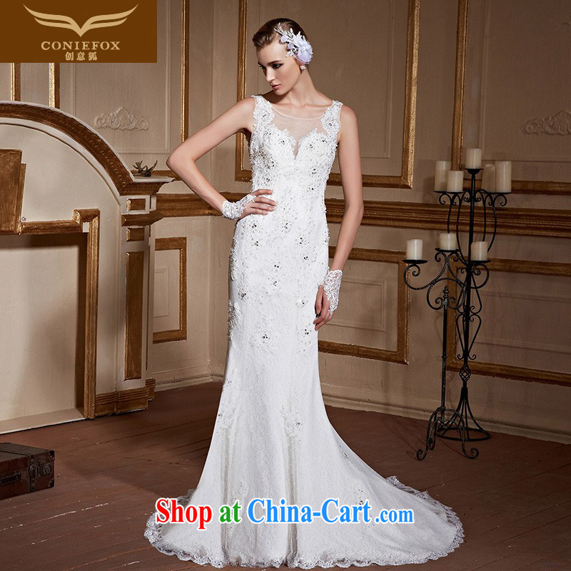 Creative Fox 2015 new white wedding dresses at Merlion tail wedding lace shoulders wedding back exposed wedding tailored wedding 99,036 white tailored