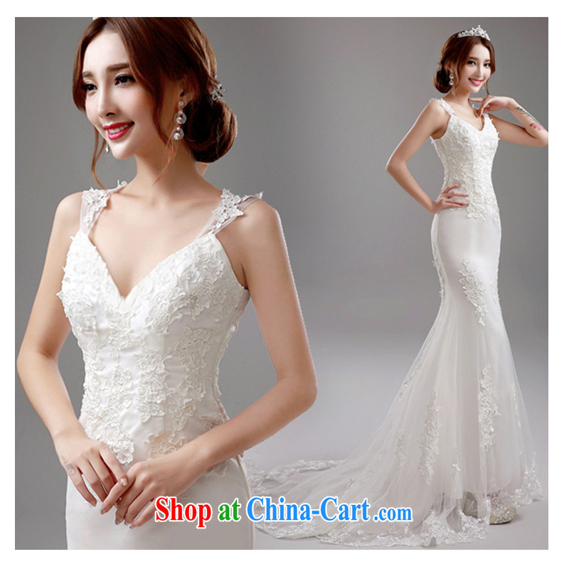 White first about Lace Deep v for Korea, Princess bride crowsfoot tail beauty wedding dresses 2015 new white tailored contact customer service, white first about, and, on-line shopping