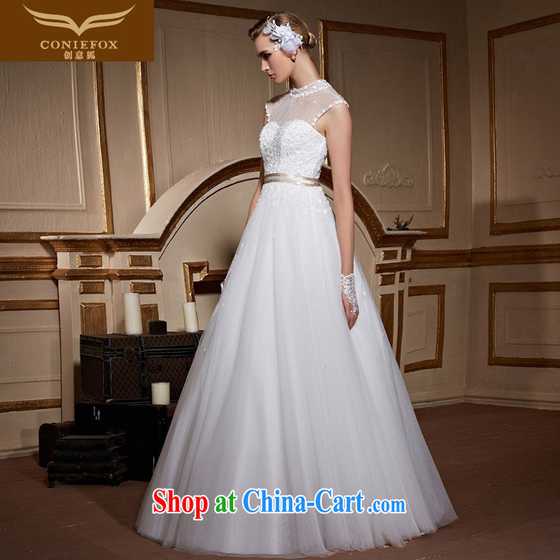 Creative Fox and stylish high-collar wiped his chest wedding dresses white with marriages wedding pregnant women large, wedding video thin strap wedding 99,038 white tailored creative Fox (coniefox), online shopping