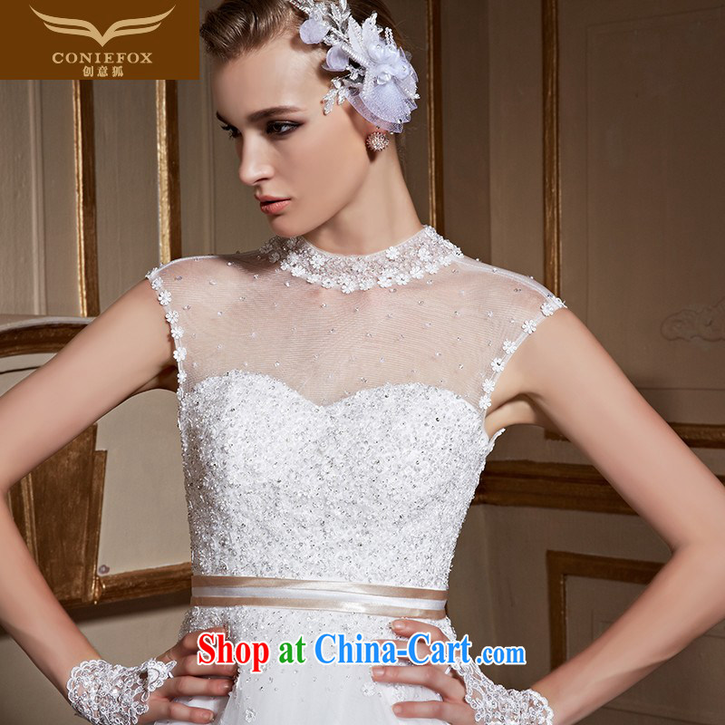 Creative Fox and stylish high-collar wiped his chest wedding dresses white with marriages wedding pregnant women large, wedding video thin strap wedding 99,038 white tailored creative Fox (coniefox), online shopping