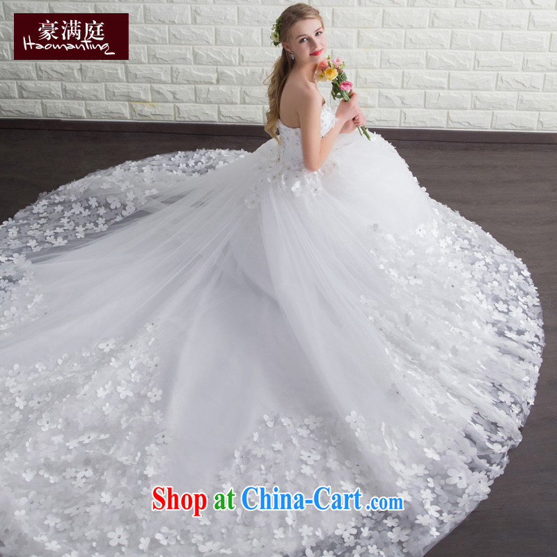 Summer 2015 new bride's wedding dresses long-tail erase Beauty Chest larger flowers Deluxe Big-tail custom white XL