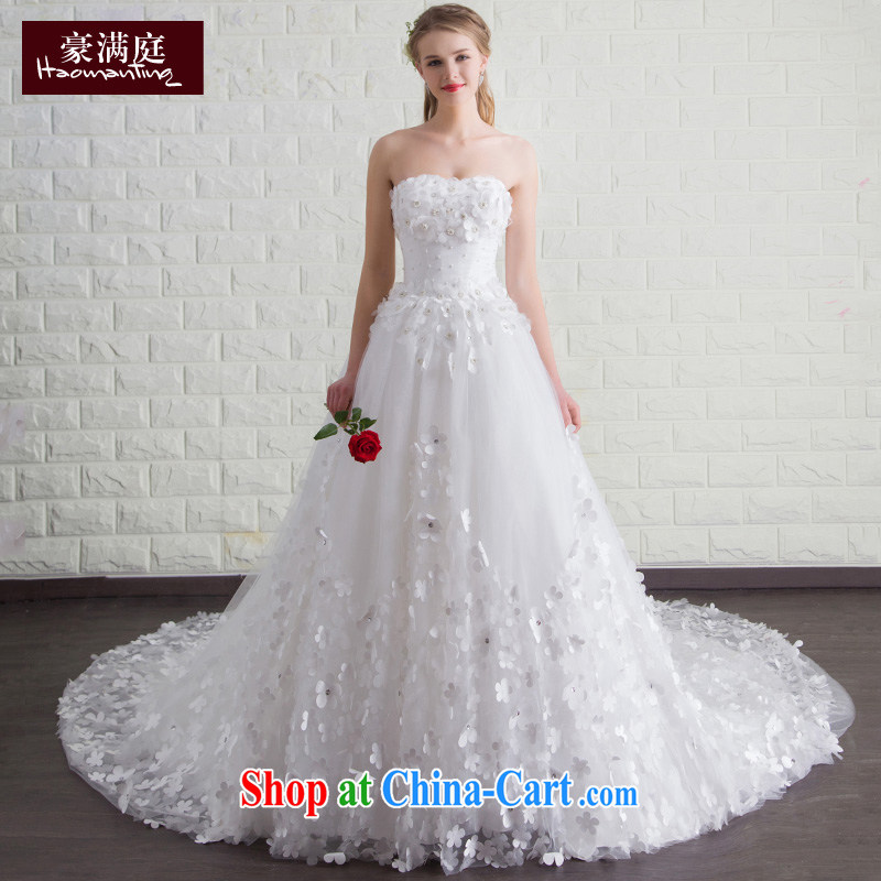 Summer 2015 new bridal wedding dresses long-tail Mary Magdalene Beauty Chest larger flowers Deluxe Big-tail custom white XL, the luxurious full chamber, online shopping